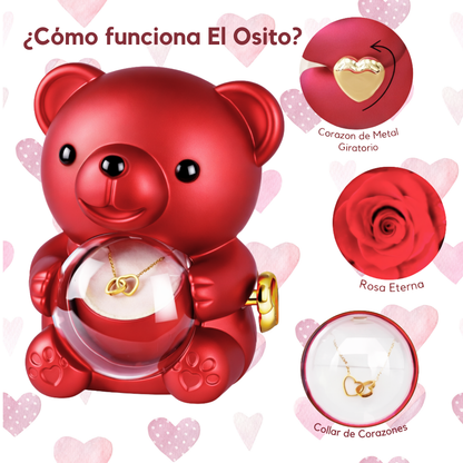 Caja Regalo Osito con Collar de Corazones